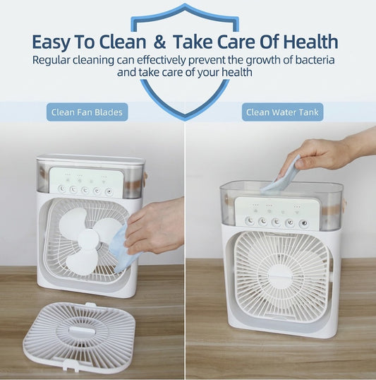 Portable Air Cooler – 3-in-1 Mini AC Fan & Humidifier with 7-Color LED