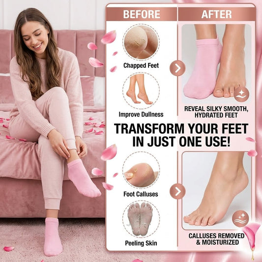 Moisturizing Silicone Gel Spa Socks for Dry & Cracked Feet 1 pair (Random Color)