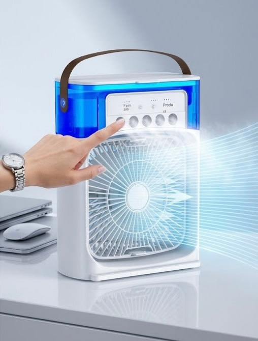 Portable Air Cooler – 3-in-1 Mini AC Fan & Humidifier with 7-Color LED