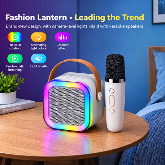 K12 Bluetooth Karaoke Speaker with Wireless Mic & RGB Lights